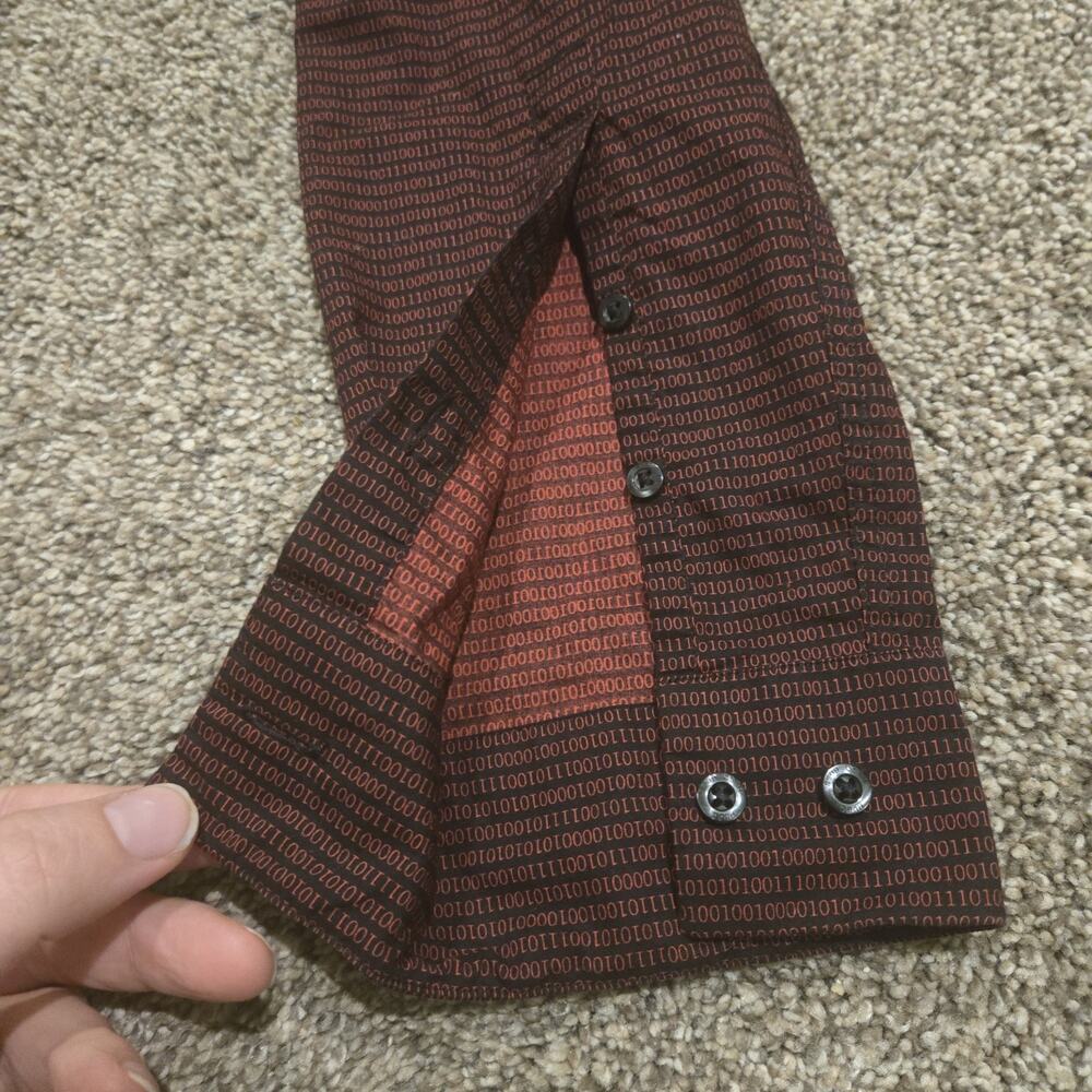 Hugo Hugo Boss Size S Binary Print Dark Red Butto… - image 6